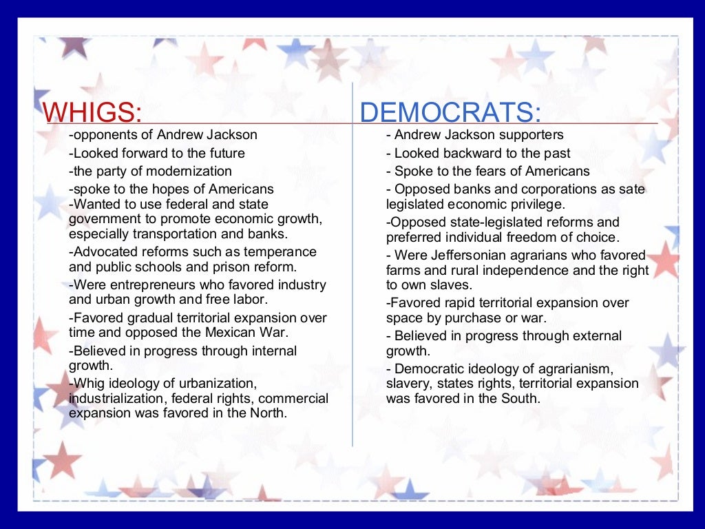 Differences between democrats and whigs