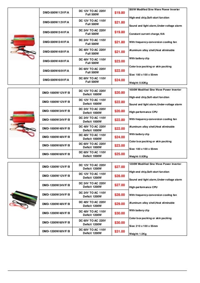 Demuda power inverter price list latest