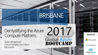 Demystifying the Azure
Compute Platform
Todd Whitehead
Cloud Solution Architect
Microsoft
BRISBANE
Sponsors
 