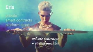 Eris
private
smart contracts
platform stack
private consensus
+ virtual machine
 