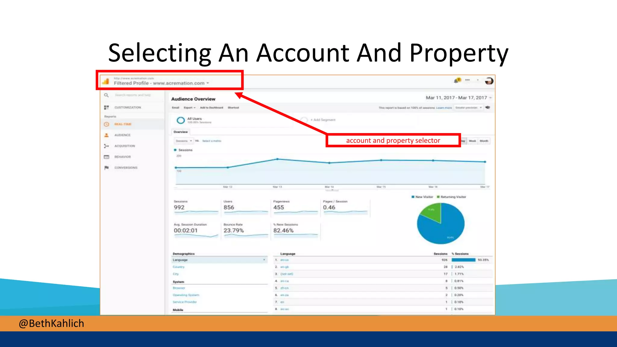 @BethKahlich
Selecting An Account And Property
account and property selector
 