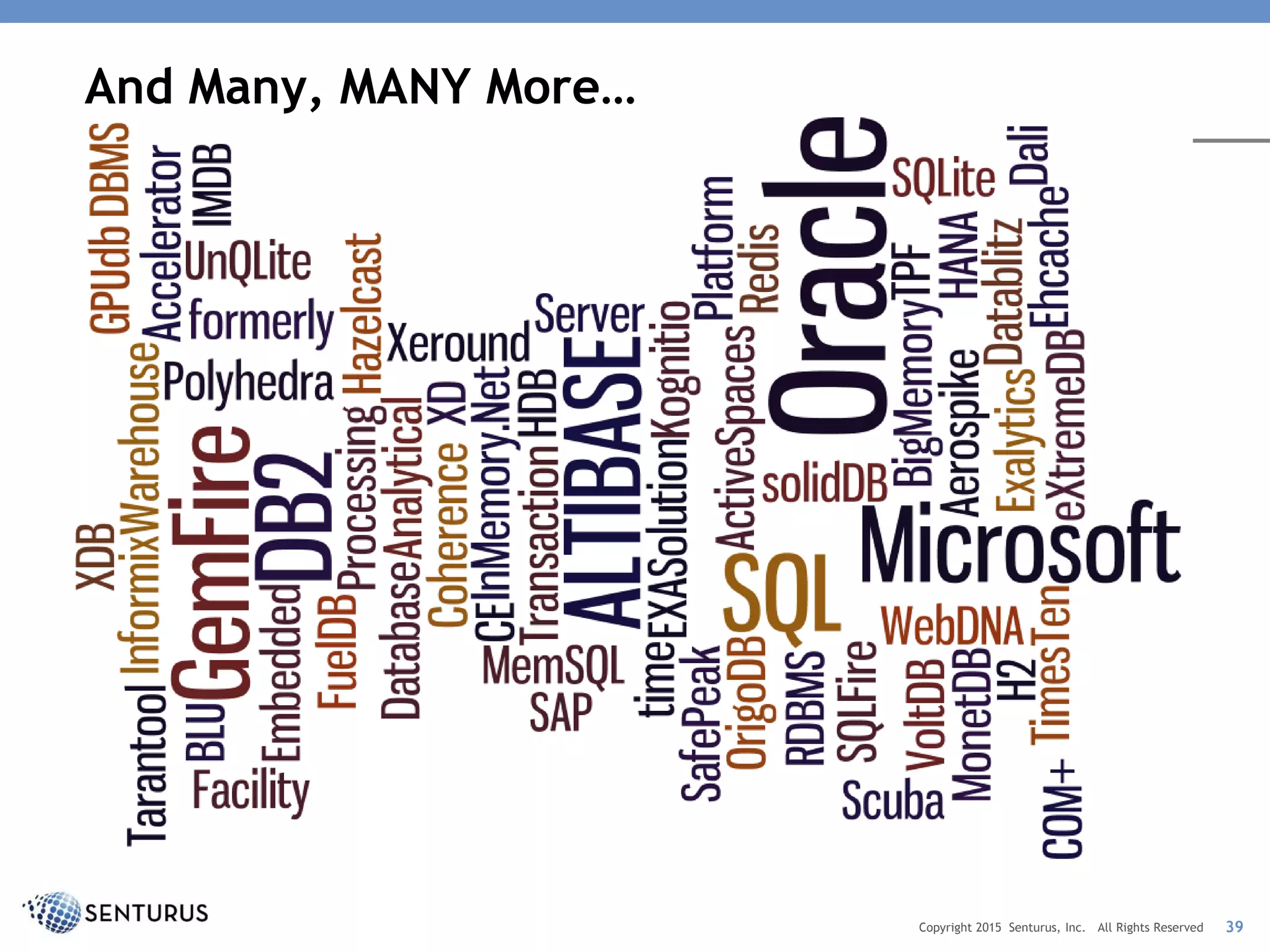 And Many, MANY More…
39Copyright 2015 Senturus, Inc. All Rights Reserved
 