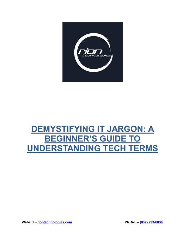 Demystifying IT Jargon: A Beginner’s Guide to Understanding Tech Terms ...