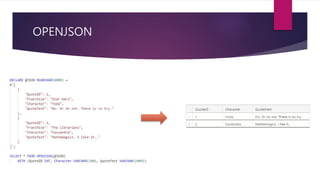 Demystifying JSON in SQL Server | PPT