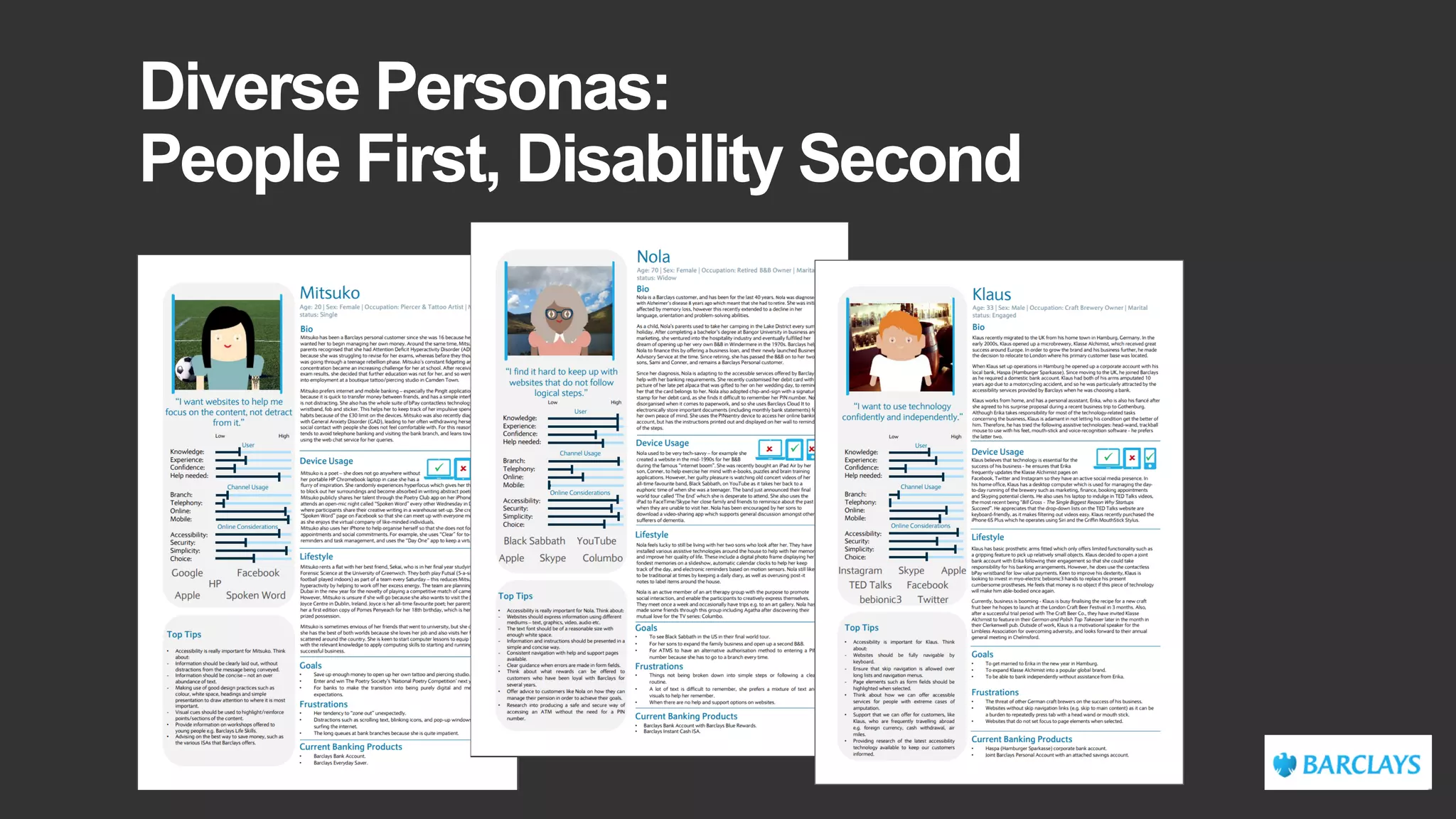 Diverse Personas:
People First, Disability Second
 