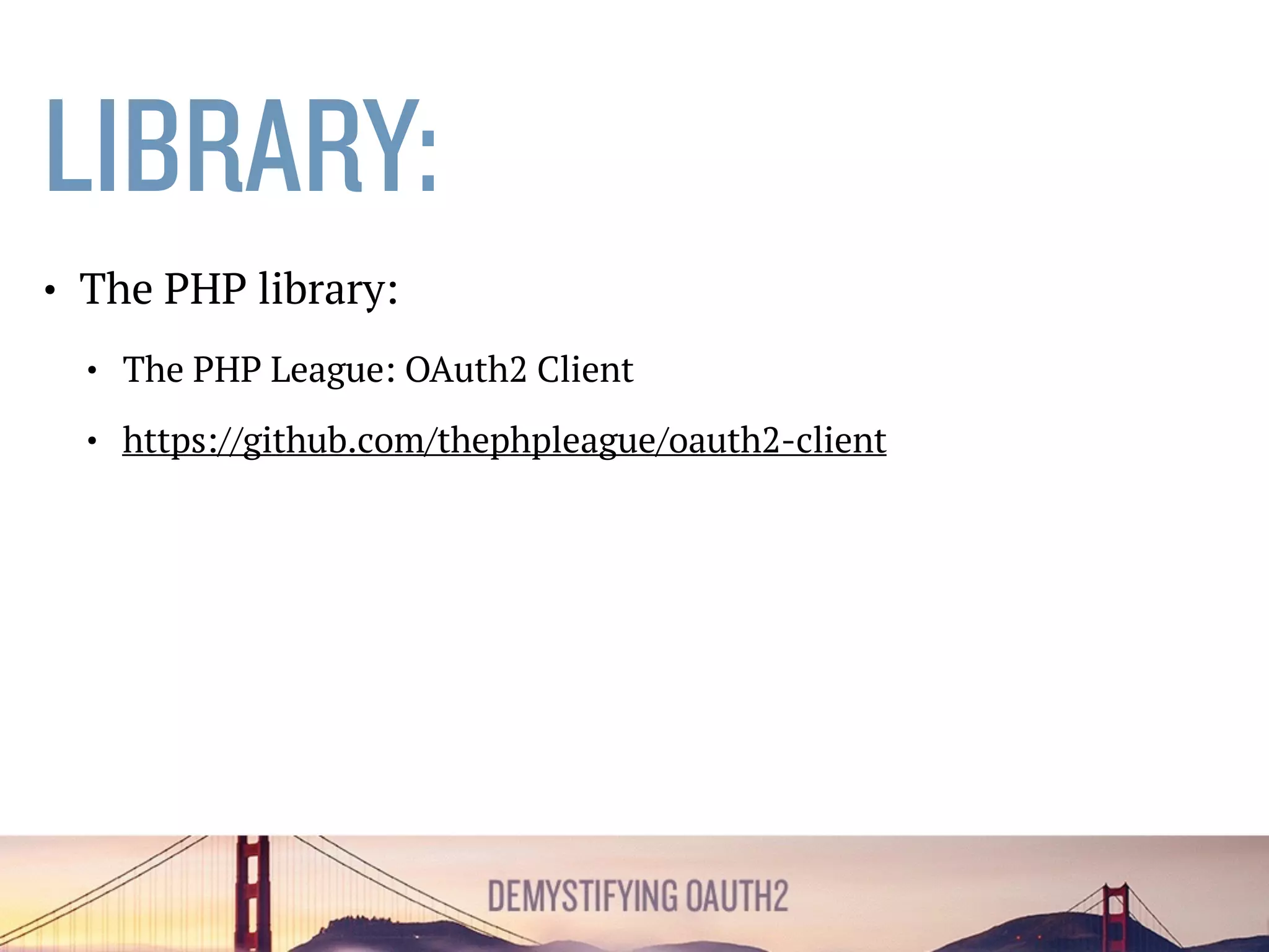 AUTHORIZATION REDIRECT
$url = $this->provider->getAuthorizationUrl(
['scope' => $config::SCOPE]
);
$_SESSION['oauth2_state'] = $this->provider->getState(); 
 
header("Location: {$url}");
 