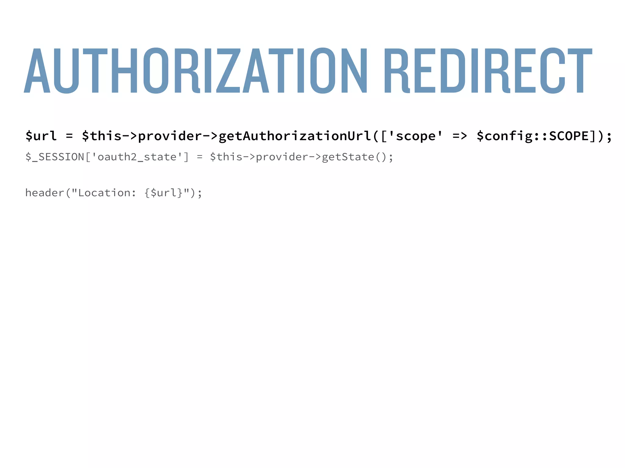 $fileResponse = $client->get(
'https://www.googleapis.com/drive/v2/files', [ 
'headers' => [
'Authorization' => $token->getToken(),
'Referer' => 'http://oauth2implementation.com'
]
]
);
 
$files = new Files($fileResponse->getBody());
 