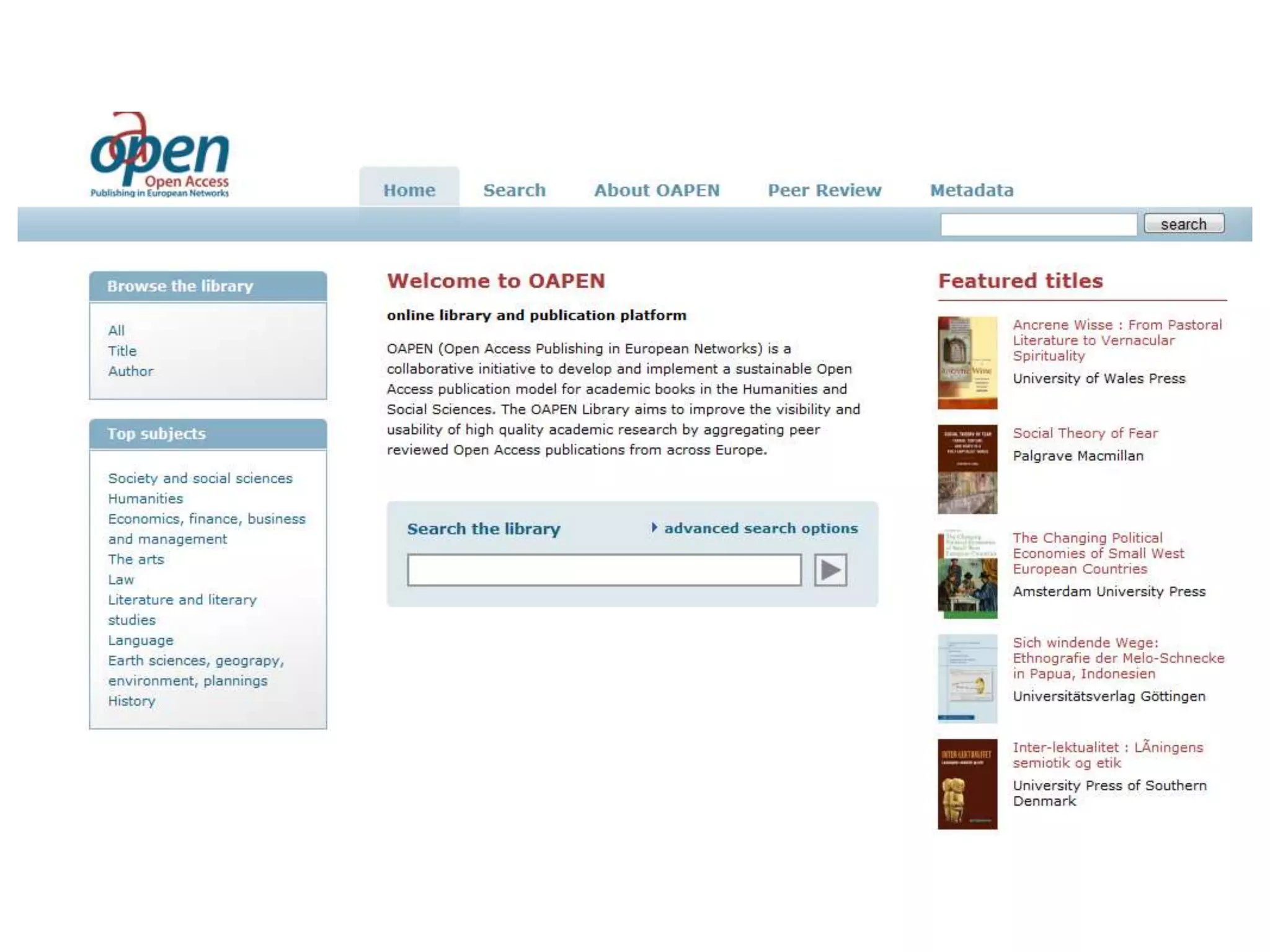 Open Access The Gold Route
• Publishing in OA books
• OAPEN www.oapen.org
• Re-press www.re-press.org/
• Open Humanities Press www.openhumanitiespress.org

• HSRC Press and image

• Rapid growth of open access publishing - now 7,000
  journals listed and 600,000 articles
 