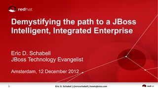 Demystifying the path to a JBoss
    Intelligent, Integrated Enterprise

    Eric D. Schabell
    JBoss Technology Evangelist

    Amsterdam, 12 December 2012

1                    Eric D. Schabel | @ericschabell | howtojboss.com
 