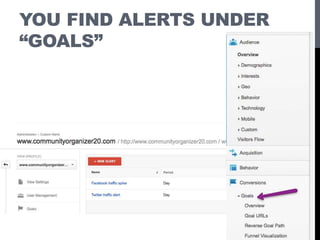 YOU FIND ALERTS UNDER
“GOALS”
 