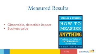 #ias15
Measured Results
•  Observable, detectible impact
•  Business value
 