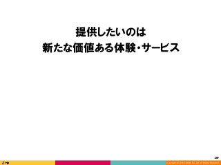 Copyright (C) 2016 DeNA Co.,Ltd. All Rights Reserved.
139	
提供したいのは
新たな価値ある体験・サービス
 