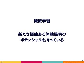 Copyright (C) 2016 DeNA Co.,Ltd. All Rights Reserved.
25	
新たな価値ある体験提供の
ポテンシャルを持っている
機械学習
 