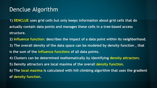 Denclue Algorithm - Cluster, Pe | PPT