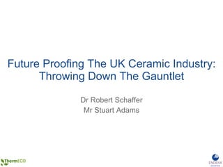 Future Proofing The UK Ceramic Industry: Throwing Down The Gauntlet Dr Robert Schaffer Mr Stuart Adams 