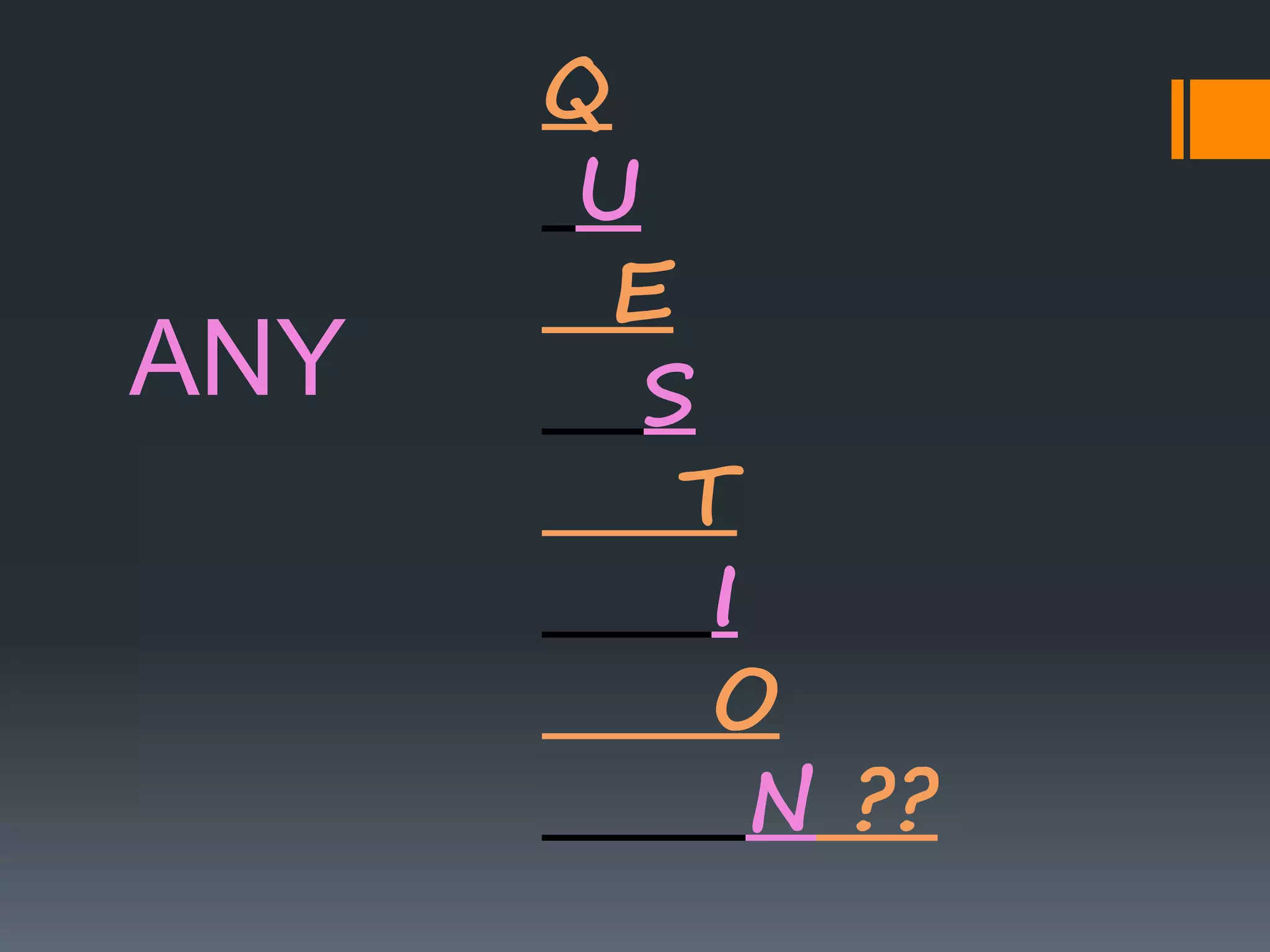 Q
U
E
S
T
I
O
N ??
ANY
 