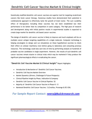 Download Dendritic cell cancer vaccine market & clinical insight | PDF