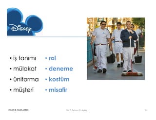 • iş tanımı            • rol
 • mülakat              • deneme
 • üniforma             • kostüm
 • müşteri              • misafir


(Heath & Heath, 2008)           Dr. D. Selcen Ö. Aykaç   31
 
