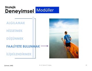 Stratejik
 Deneyimsel Modüller

   ALGILAMAK

   H SSETMEK

   DÜŞÜNMEK

   FAAL YETE BULUNMAK

    L ŞK LEND RMEK


(Schmitt, 1999)      Dr. D. Selcen Ö. Aykaç   39
 