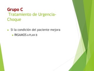 Tratamiento de Urgencia-
Choque
▶ Si la condición del paciente mejora
▶ P
ASAMOS A PLAN B
 