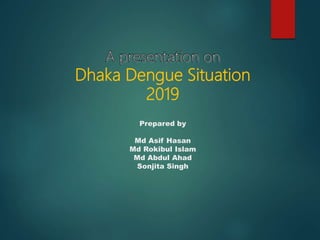 Dhaka Dengue Situation
2019
Prepared by
Md Asif Hasan
Md Rokibul Islam
Md Abdul Ahad
Sonjita Singh
 