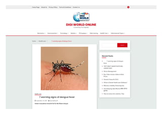7 warning signs of dengue fever
