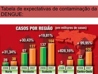 Tabela de expectativas de contaminação da
DENGUE:
 
