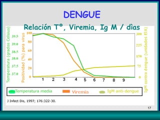 DENGUE Relación T º, Viremia, Ig M / dìas 