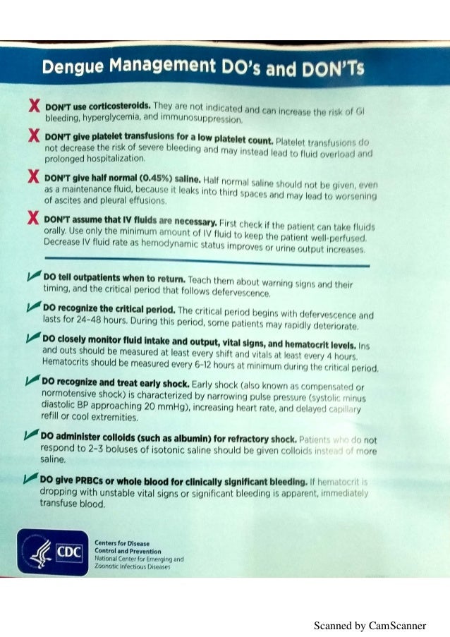 Dengue fever guidelines therapy