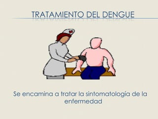 TRATAMIENTO DEL DENGUE




Se encamina a tratar la sintomatología de la
                enfermedad
 