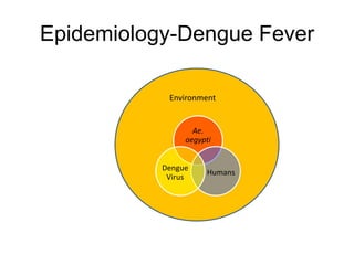 Epidemiology-Dengue Fever
Ae.
aegypti
Humans
Dengue
Virus
Environment
 