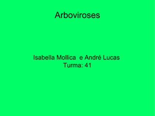 Arboviroses
Isabella Mollica e André Lucas
Turma: 41
 