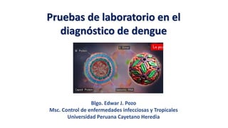 Pruebas de laboratorio en el
diagnóstico de dengue
Blgo. Edwar J. Pozo
Msc. Control de enfermedades infecciosas y Tropicales
Universidad Peruana Cayetano Heredia
 