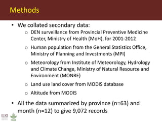 Predictive mapping based on routine surveillance data: Lessons from dengue risk mapping in Vietnam