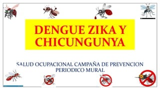 DENGUE ZIKA Y
CHICUNGUNYA
SALUD OCUPACIONAL CAMPAÑA DE PREVENCION
PERIODICO MURAL
 