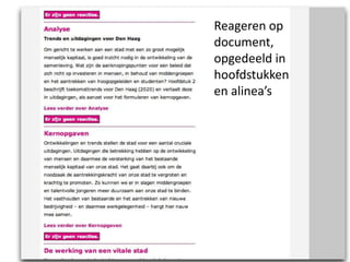 Reageren op document, opgedeeld in hoofdstukken en alinea’s