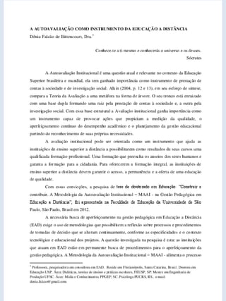 SELF-EVALUATION AS A TOOL FOR DISTANCE EDUCATION