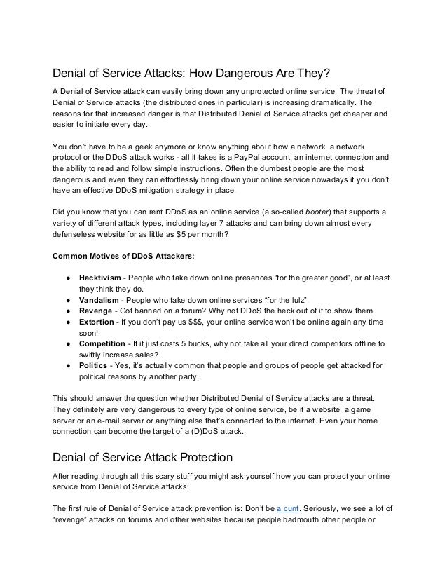 Definition Denial of Service Attack