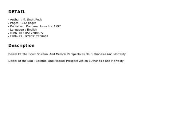 Denial Of The Soul Spiritual And Medical Perspectives On - 