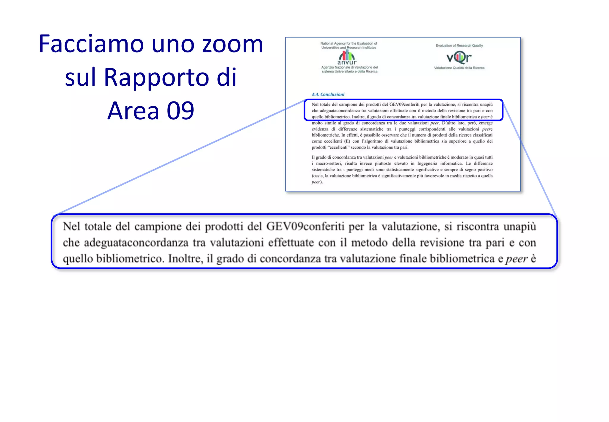 Facciamo uno zoom
sul Rapporto di
Area 09
 
