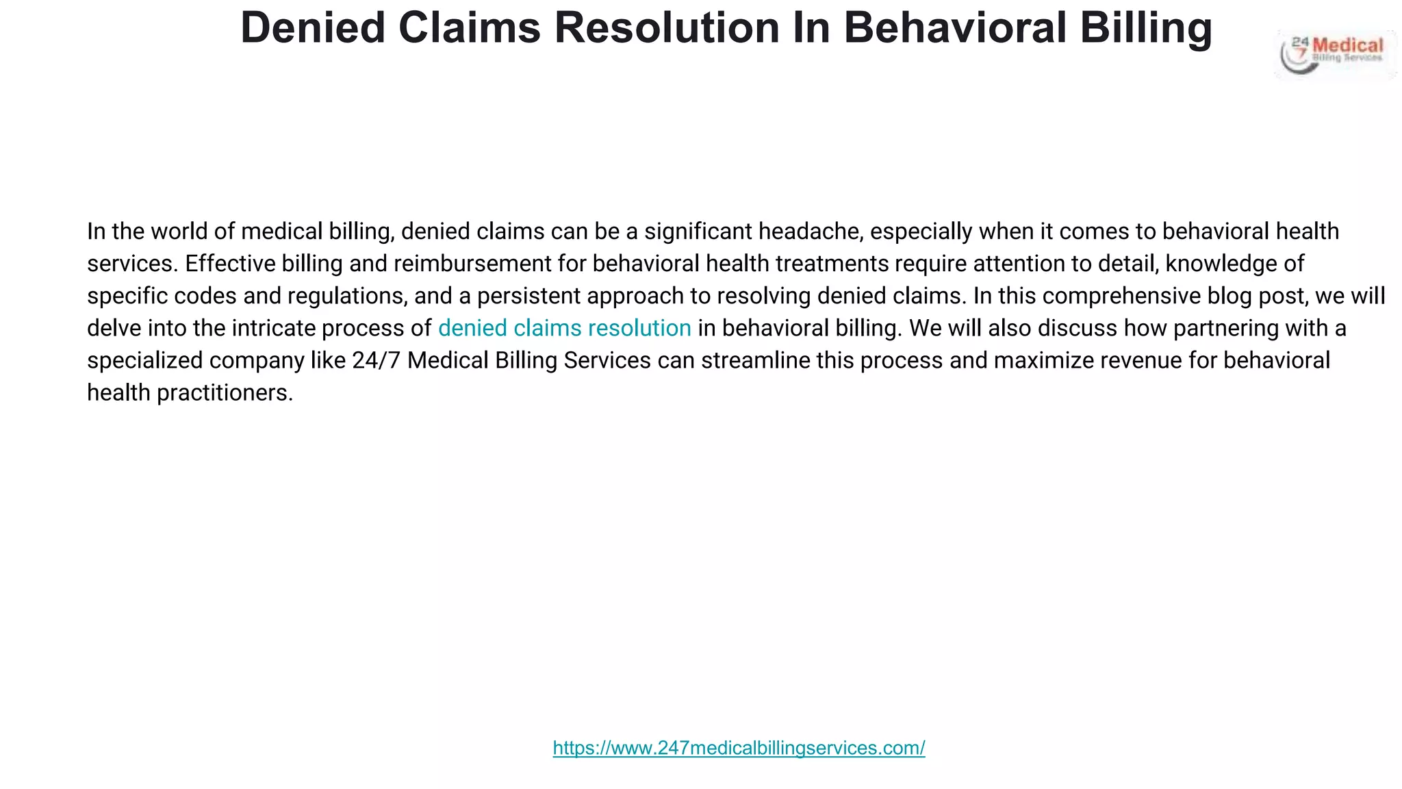 Denied Claims Resolution In Behavioral Billing.pptx