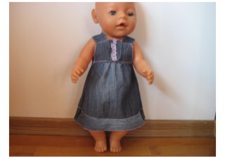 Denim dress for Zapf Baby Born doll - free pattern