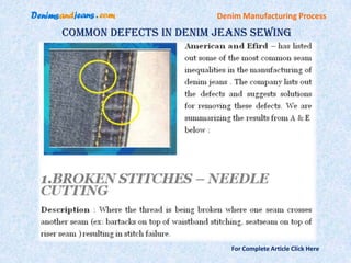 Denim Manufacturing Process

Common Defects In Denim Jeans Sewing




                           For Complete Article Click Here
 