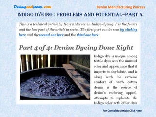 Denim Manufacturing Process

Indigo Dyeing : Problems And Potential–Part 4




                               For Complete Article Click Here
 