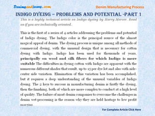 Denim Manufacturing Process

Indigo Dyeing – Problems And Potential -Part 1




                                For Complete Article Click Here
 