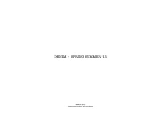 DENIM - SPRING SUMMER ‘13




                 MARCH 2012
      DENIM DESIGN DIVISION - MATTHEW BRAUN
 