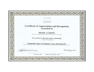 Denis Curtin Certificate 