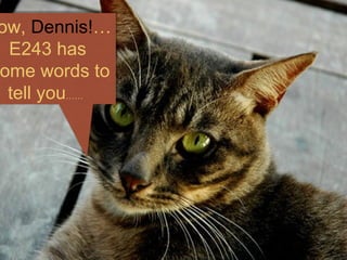 Now,  Dennis! … E243 has some words to tell you …  