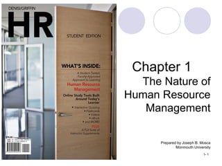 Copyright © 2012 by Cengage Learning. All rights reserved. 1- 1
Chapter 1
The Nature of
Human Resource
Management
Prepared by Joseph B. Mosca
Monmouth University
PowerPoint Program Prepared by
Joseph Mosca, Monmouth University
Copy right Cengage Learning
 