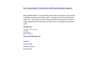 Car servicing in Coventry